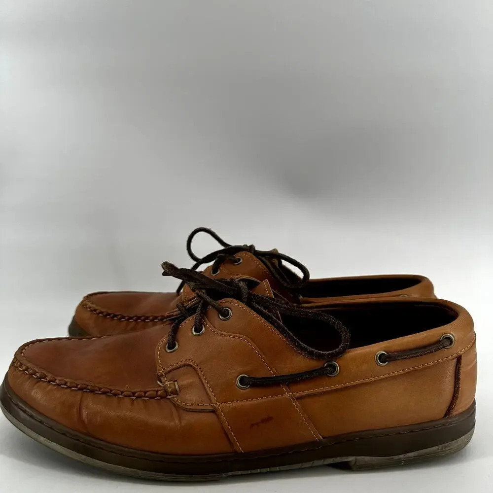 Allen Edmonds Eastport Boat Shoes Leather Slip On Lace Up Casual Tan 12EEE